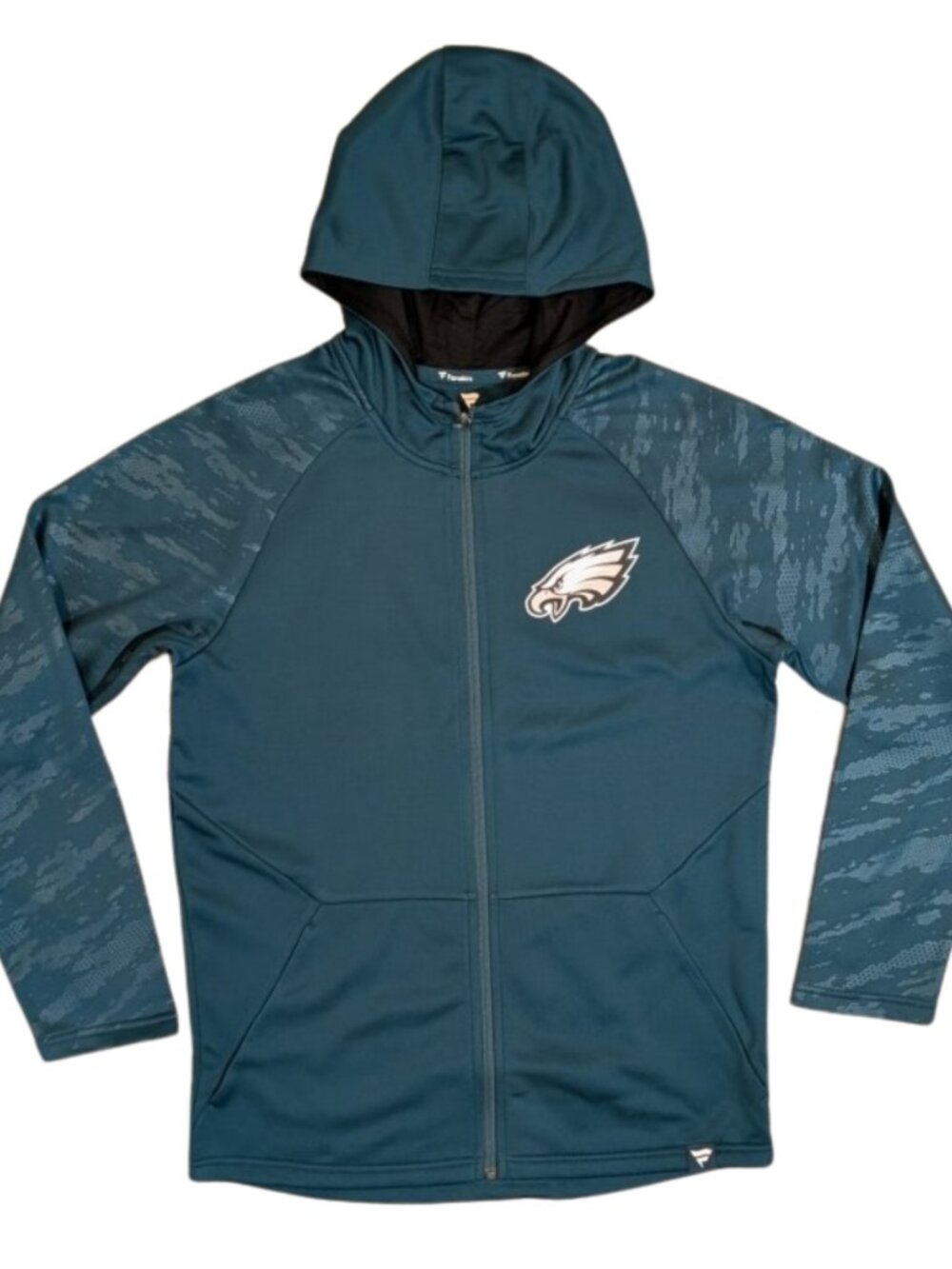 Philadelphia Eagles Fanatics Men’s Medium Full Zip Hoodie Teal Camo Sleeves